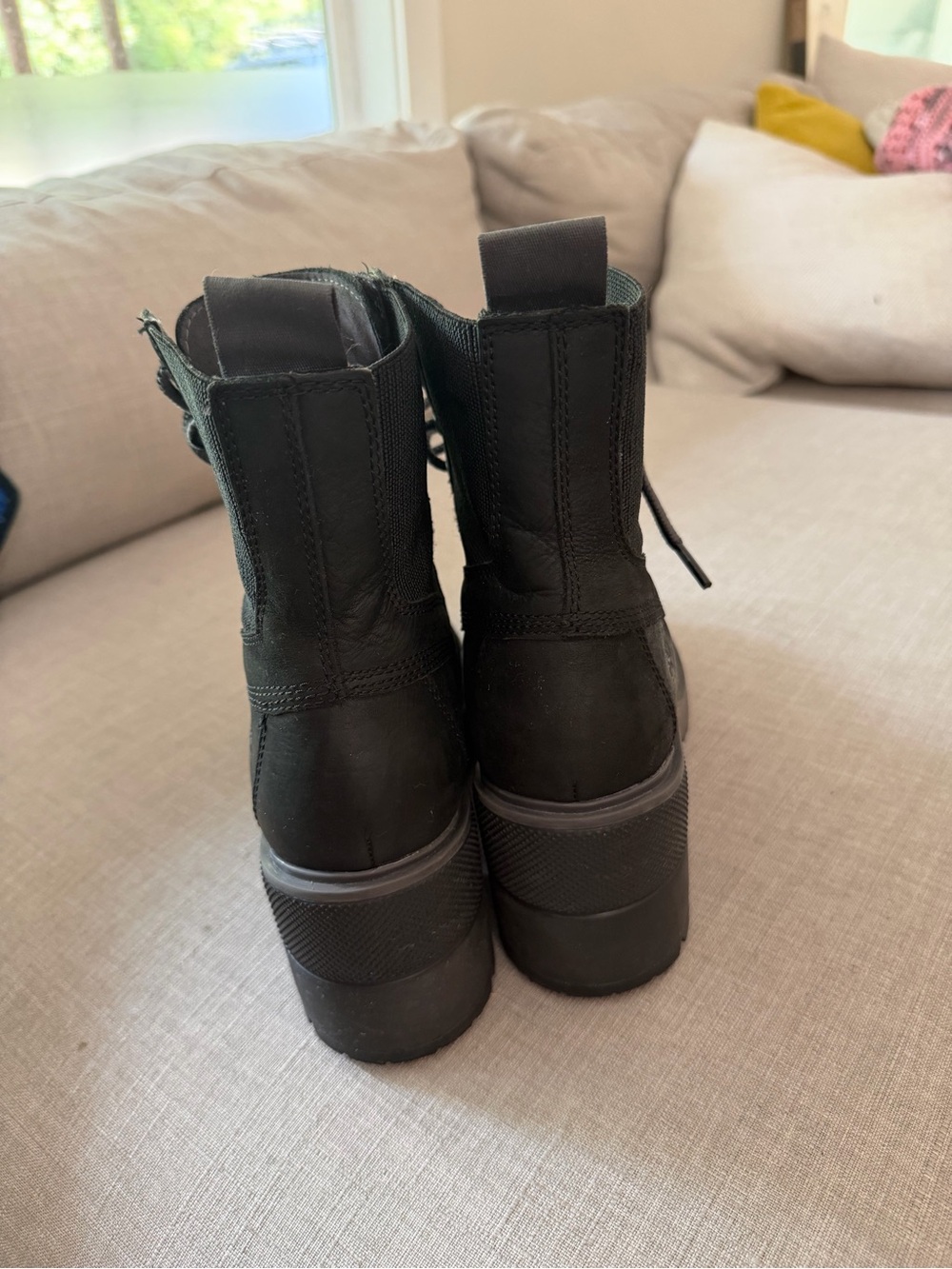 Timberland Black Lace-Up Platform Combat Boots - Picture 5 of 7